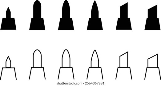 Marker nip icon set flat vector. Ink tool. Graphic Fountain marker, Marker for signing. Empty blank instrument with copy space for corporate branding or ads, isolated on transparent background.