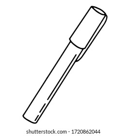 Marcador sobre un fondo blanco aislado. Esquema de dibujo de mano negra. De vuelta al colegio, oficina. Ilustración vectorial.