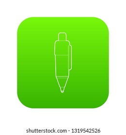 Marker pen icon green vector isolated on white background