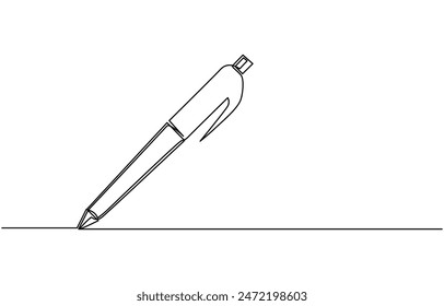 Marker pen icon. High quality logo for web site design and mobile apps. Vector illustration on a white background, One continuous line drawing of pen. Pencil symbol of study and education 