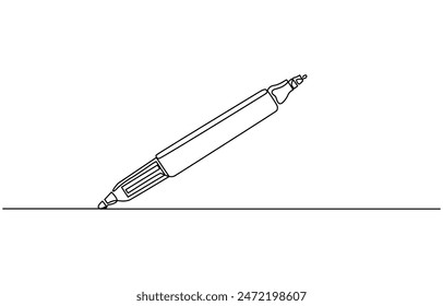 Marker pen icon. High quality logo for web site design and mobile apps. Vector illustration on a white background, One continuous line drawing of pen. Pencil symbol of study and education 
