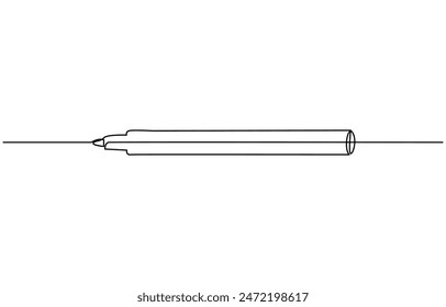 Icono de marcador. Logotipo de alta calidad para diseño de Sitio web y App móviles. Ilustración vectorial sobre fondo blanco, Una línea continua de dibujo de pluma. Lápiz símbolo de estudio y educación 