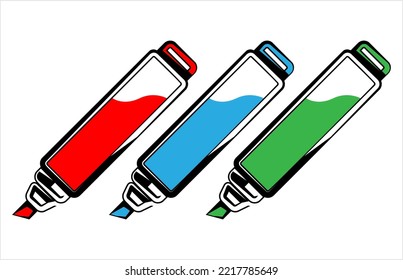 Marker Pen Icon, Highlighter Pen, Thick Tip Pen Vector Art Illustration