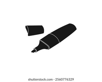 Marker Pen Icon, Highlighter Pen, Thick Tip Pen Vector Art Illustration. Writing Tools Collection. Pen Icon Vector Illustration Isolated On a white background. 