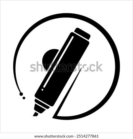 Marker Pen Icon, Highlighter Pen, Thick Tip Pen Vector Art Illustration