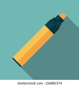 Marker Pen Icon With Long Shadow. Flat Style Vector Illustration