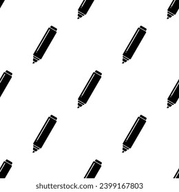 Marker Pen Icon Seamless Pattern, Highlighter Pen, Thick Tip Pen Vector Art Illustration