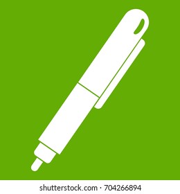 Marker pen icon white isolated on green background. Vector illustration