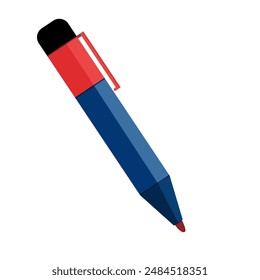 Marker pen on white background. Study, education. Vector illustration. 