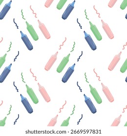 Marker pen seamless pattern vector, Color marker stationery pattern, Creative marker repeat background