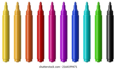 Marker pen set isolated on white background