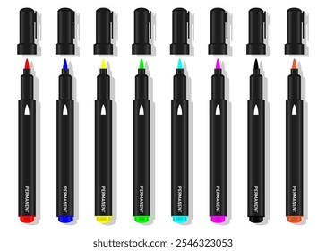Marker pen set isolated on white background