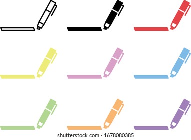 marker pen simple set icon color