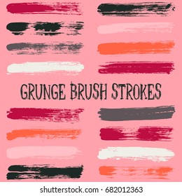 Marker pen traces or brushstrokes and dashes. Ink smudge abstract shape stains and smear set with brush stroke texture.