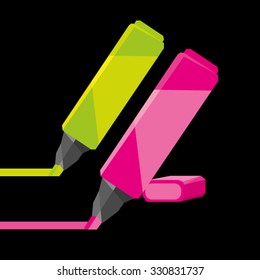 marker pen vector / highlighter / geometric icon / polygon / rectangular design / staionery