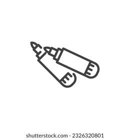 Marker Stifte Zeilensymbol. lineares Stilzeichen für mobiles Konzept und Webdesign. Marker-Umriss-Vektorsymbol markieren. Symbol, Logo-Abbildung. Vektorgrafik