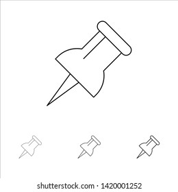 Marker, Pin Bold and thin black line icon set