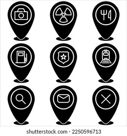 Marker pin icon set glyph style part two