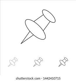Marker, Pin, Mark Bold and thin black line icon set