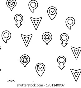 Marker Pointer Gps Map Vector Seamless Pattern Thin Line Illustration