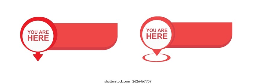 Marker and pointer icon set. Iocation indicator. You are here sign icon mark location pointer pin. Destination or location point concept. Vector illustration. EPS-10