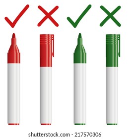 Marker red / green with cross + check