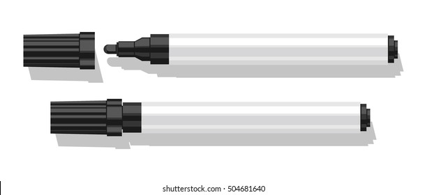 Marker with shadow isolated on white background. Realistic vector illustration.