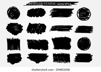 Marker stains. Grunge banners. Vector design elements.