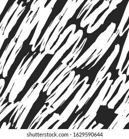 Marker stripes seamless pattern. Distressed brush smear backdrop. Vector isolated paintbrush strokes background for fabric. Chinese rough smear texture for textile.
