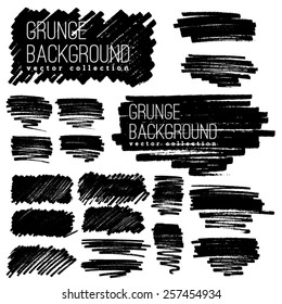 marker stripes set. Set of four black grunge design elements