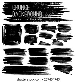 marker stripes set. Set of four black grunge design elements