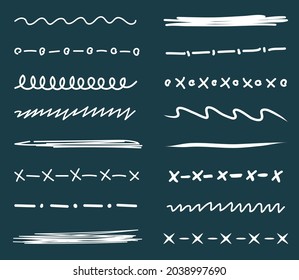Marker strokes collection. Set of vector hand drawn brushes elements for your design works. Doodle lines, various dividers for web sites