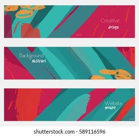Marker strokes and doodles red green banner set.Hand drawn textures creative abstract design. Website header social media advertisement sale brochure templates. Isolated on layer