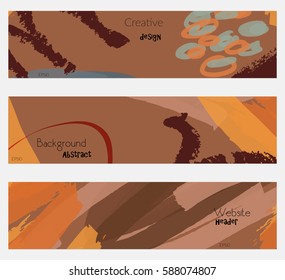 Marker strokes and doodles yellow brown banner set.Hand drawn textures creative abstract design. Website header social media advertisement sale brochure templates. Isolated on layer