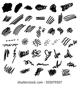 marker strokes, the fifth point, squiggles. Vector set