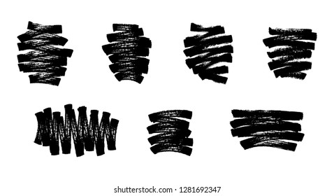 Marker strokes set abstract vector illustration. Border design template.