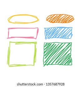 Marker style set hand drawn. Text mark templates. Lines, stroke, shapes