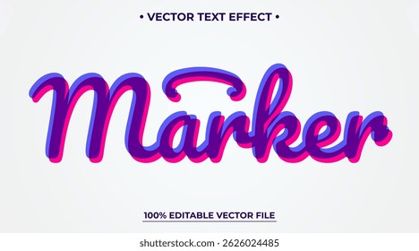 Efeito de texto do marcador no quadro de comunicações Fonte editável estilo do marcador do quadro de comunicações