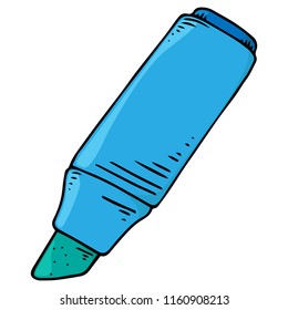 Marker. Vector illustration of blue marker. Hand drawn felt-tip pen.