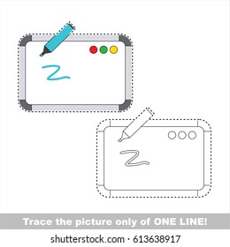 Marker Whiteboard to be traced only of one line, the tracing educational game to preschool kids with easy game level, the colorful and colorless version.