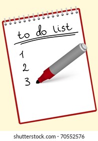 marker writing a to do list at the notebook