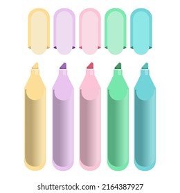 Markers of different colors. A set of office supplies. Realistic vector graphics. Used for printing, advertising, stickers, templates, web design