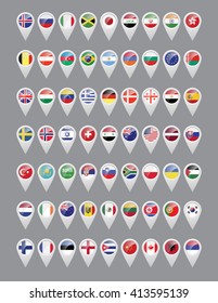 Markers with flag for map, vector illustration 