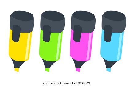 Markers of four colors, vector illustration