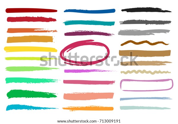 Markers highlight color stripes. Drawing abstract\
dividers and marker\
strokes