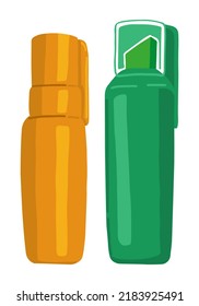 Markers highlighters doodle set. Vector illustration of school supply, office stationery, writing equipment. Cartoon style clipart isolated on white.