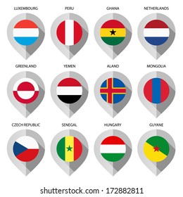 Markers from paper with flag for map - set fifth.