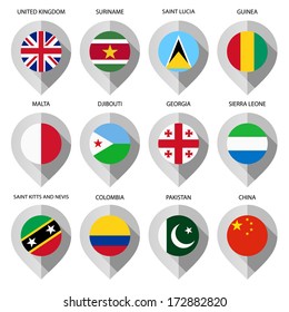 Markers from paper with flag for map - set fourth