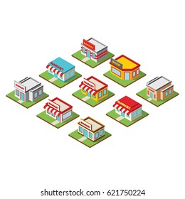 Market 3D Icon Building Design Vector 