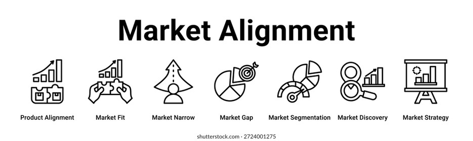 Market Alignment Web-Banner Symbol Vektorgrafik Konzept für Unternehmen.